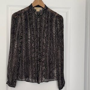 Michael Michael Kors 100% Silk Snakeskin Blouse | Sheer Button Front | Size 4